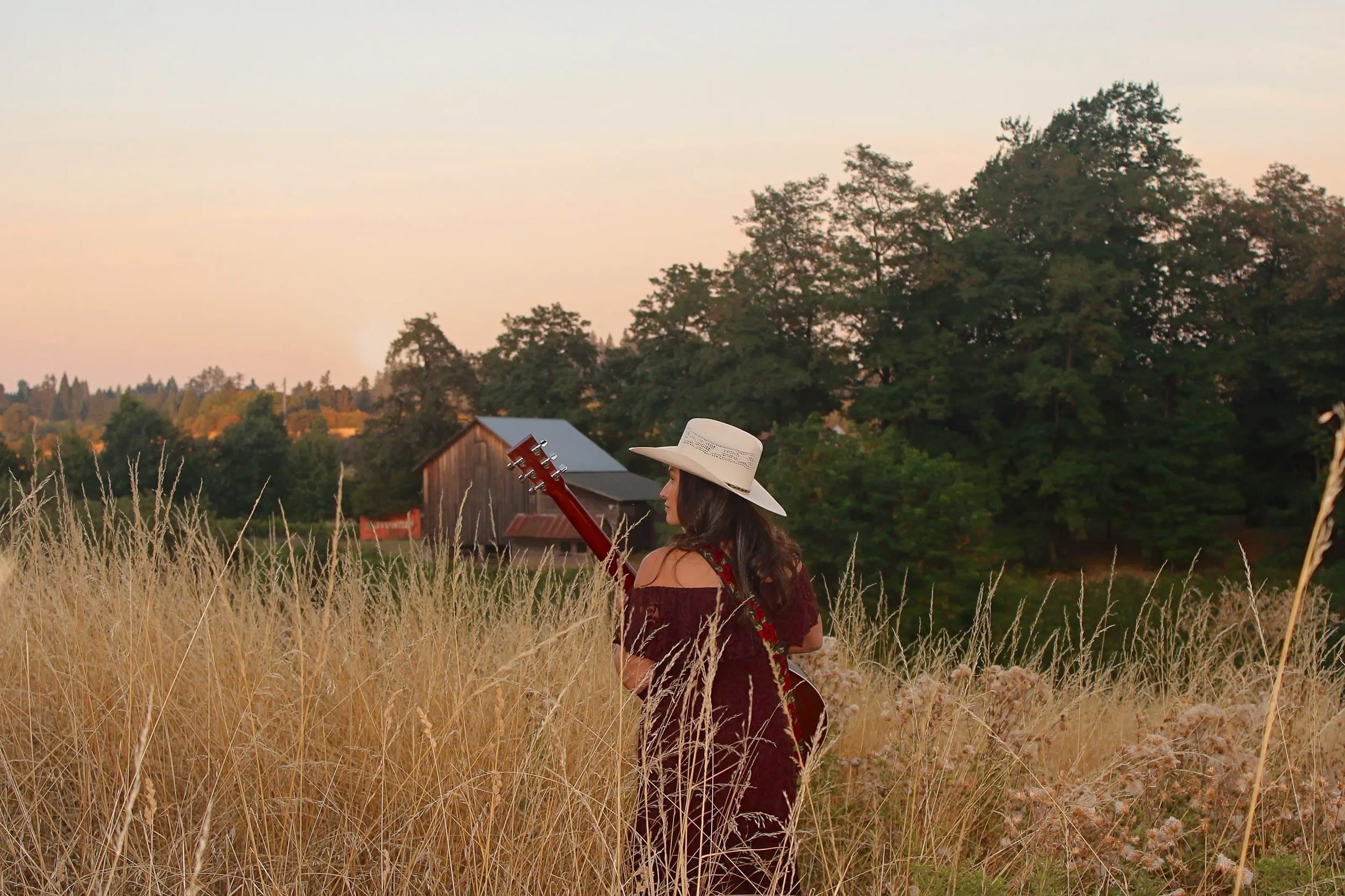 Guitar Player In A Field