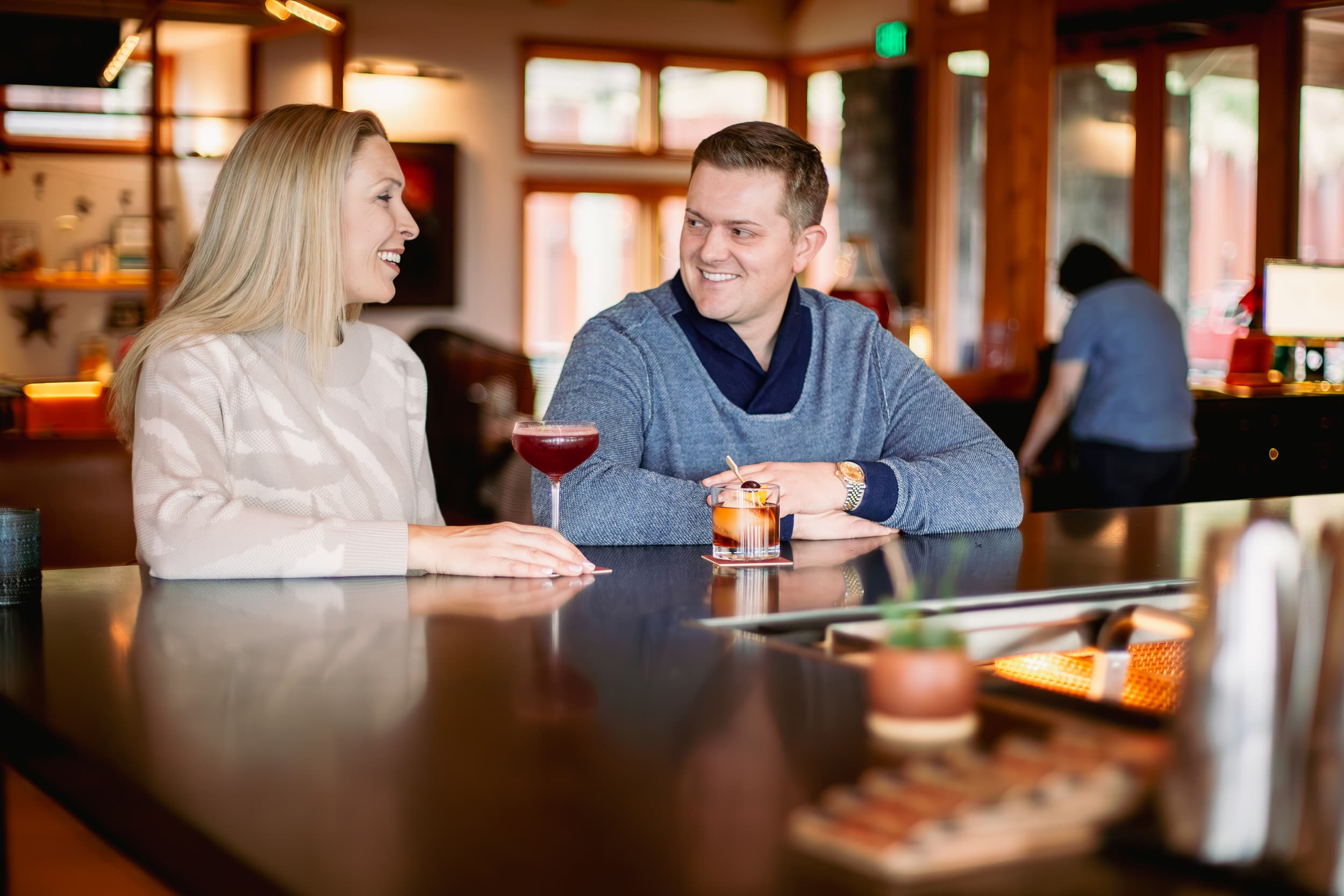 Couple With Drinks From The Bar