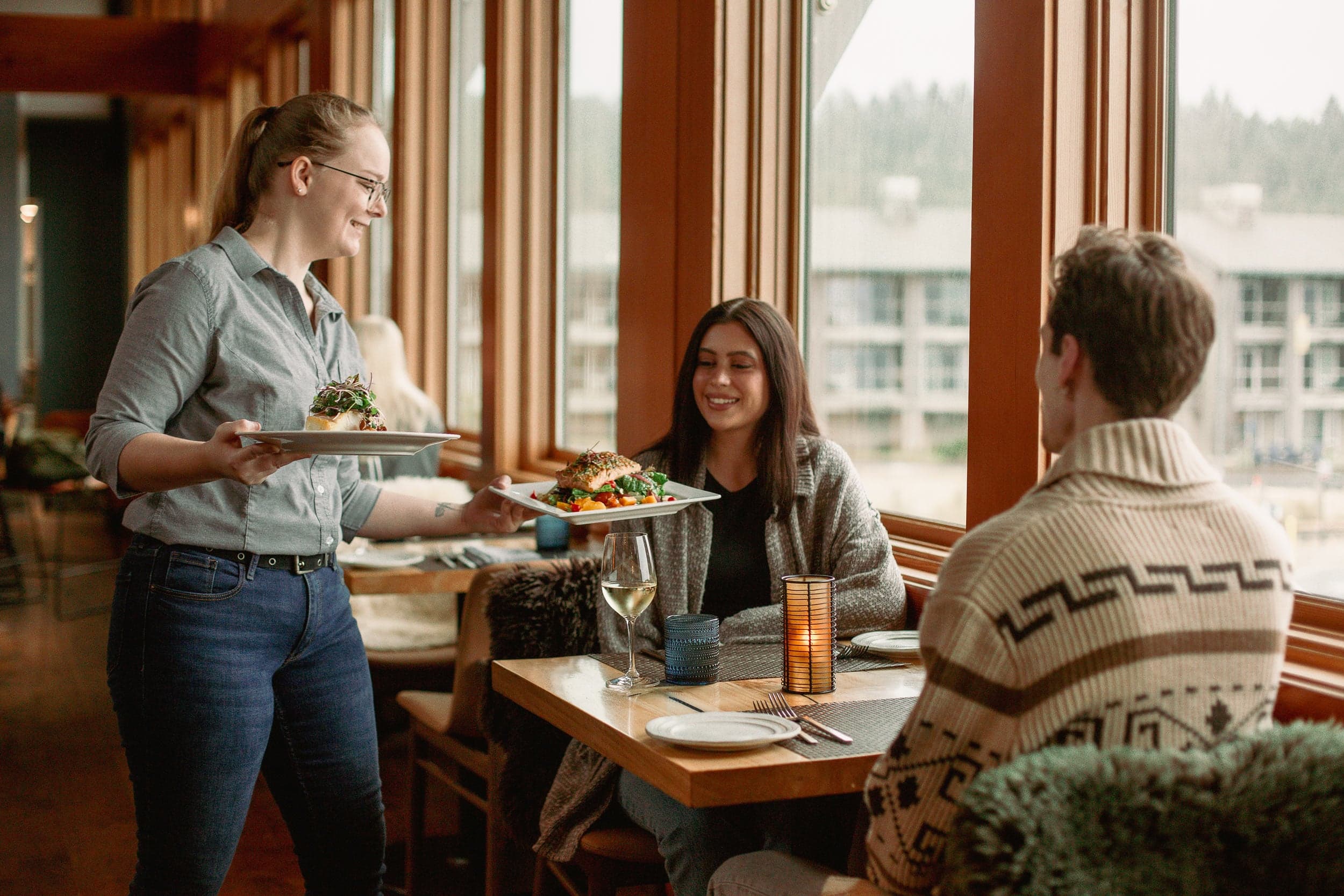 Waitress Serving Food