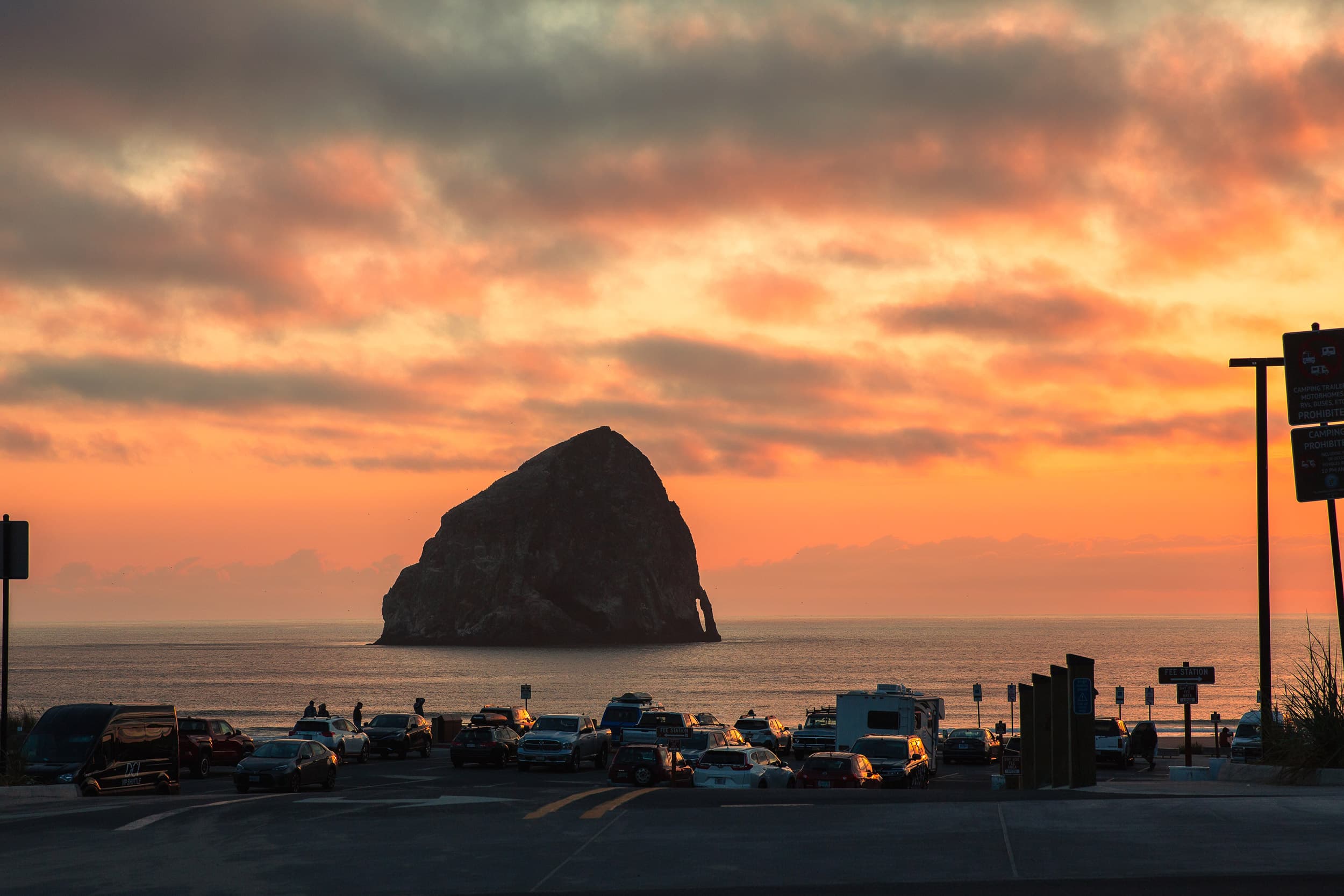 Haystack Rock At Sunset