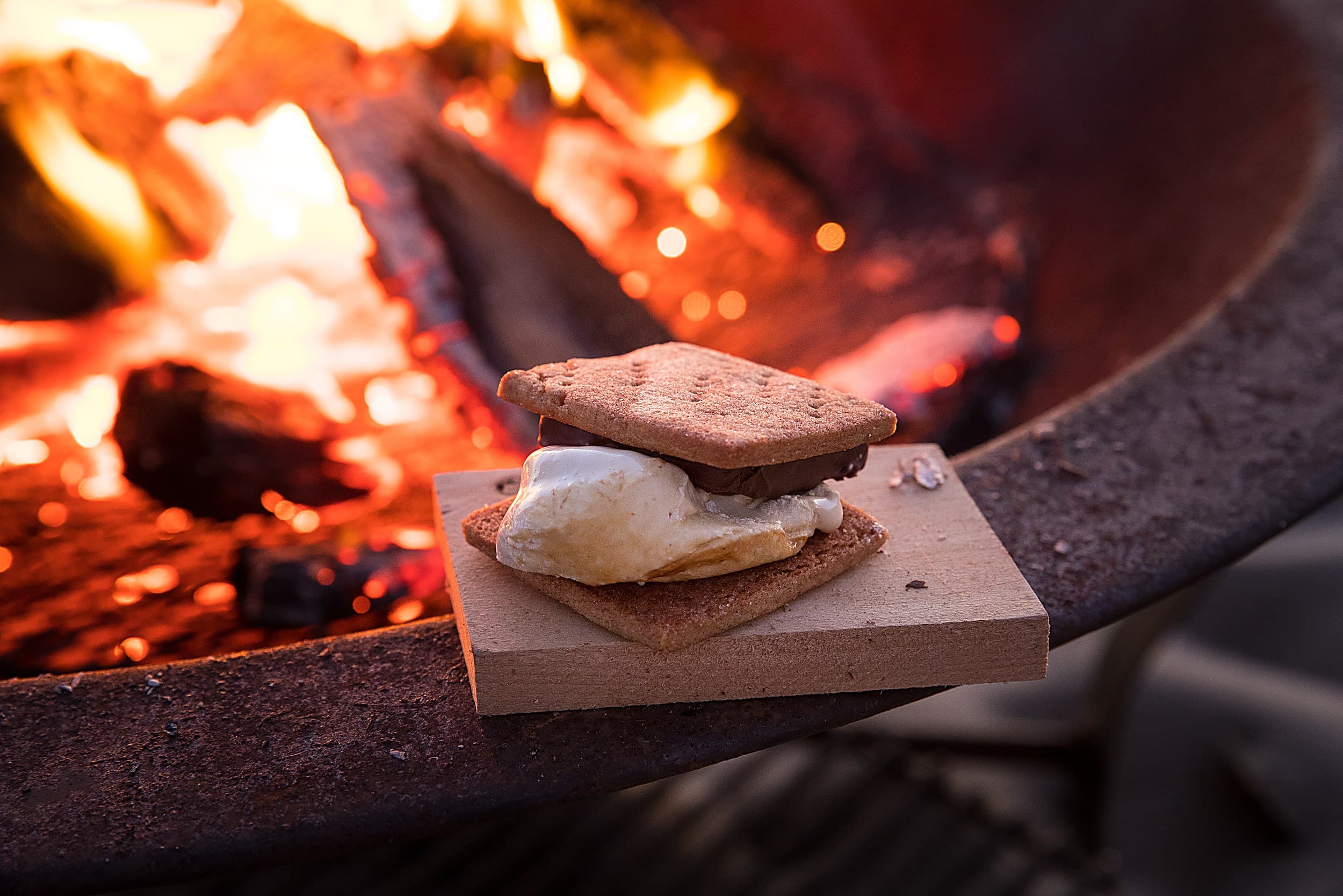 Toasted s'more by the campfire at the Inn at Cape Kiwanda, Pacific City, Oregon Coast